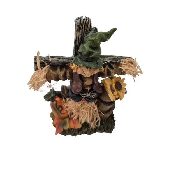 MSI Scarecrow Fall Figurine Pumpkin Sunflower Resin Straw Accents Vintage - Picture 2 of 10